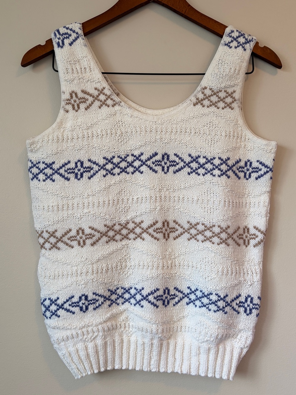 Vintage 90s Savannah Fair Isle Knit Sweater Tank Small S